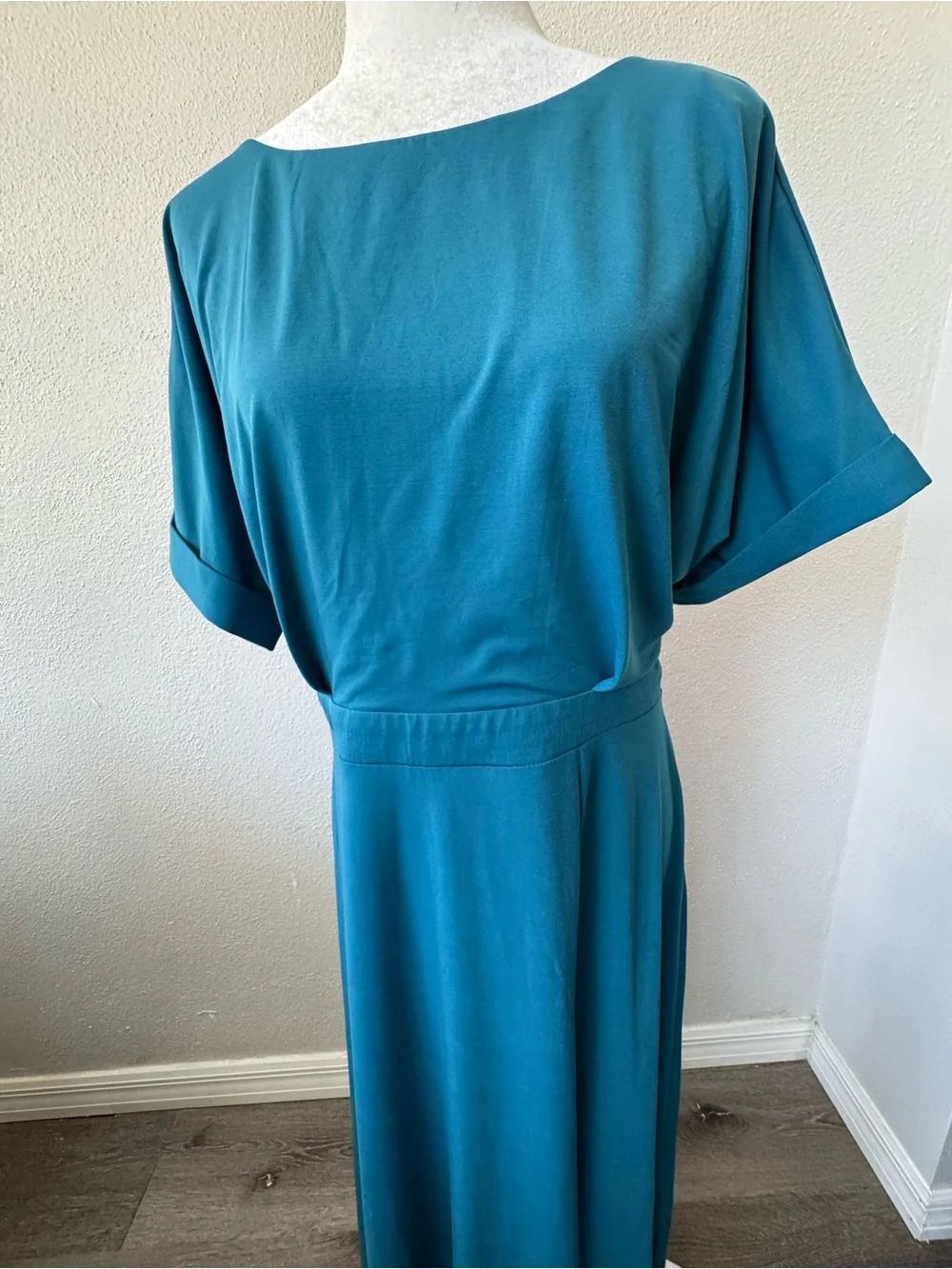 Alexia Admor Lana Midi Dress Turquoise Teal Slit Semi-Formal SZ L NEW - Picture 10 of 15